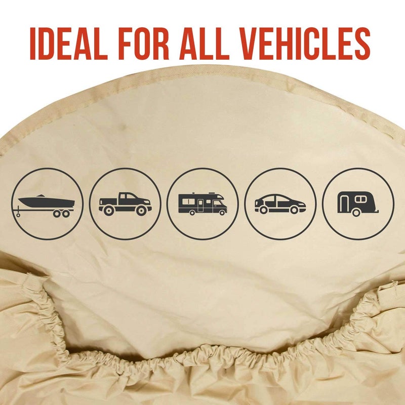 TCP Global Set of 4 Oxford Canvas Wheel Tire Covers for RV, Truck & Trailer, 27"-29" Diameter - Image 3